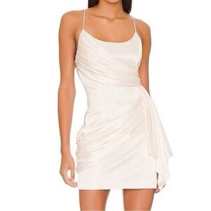 Alice + Olivia Mini Dress Off White 8 Medium  Satin Draped  Svetlana Cami new